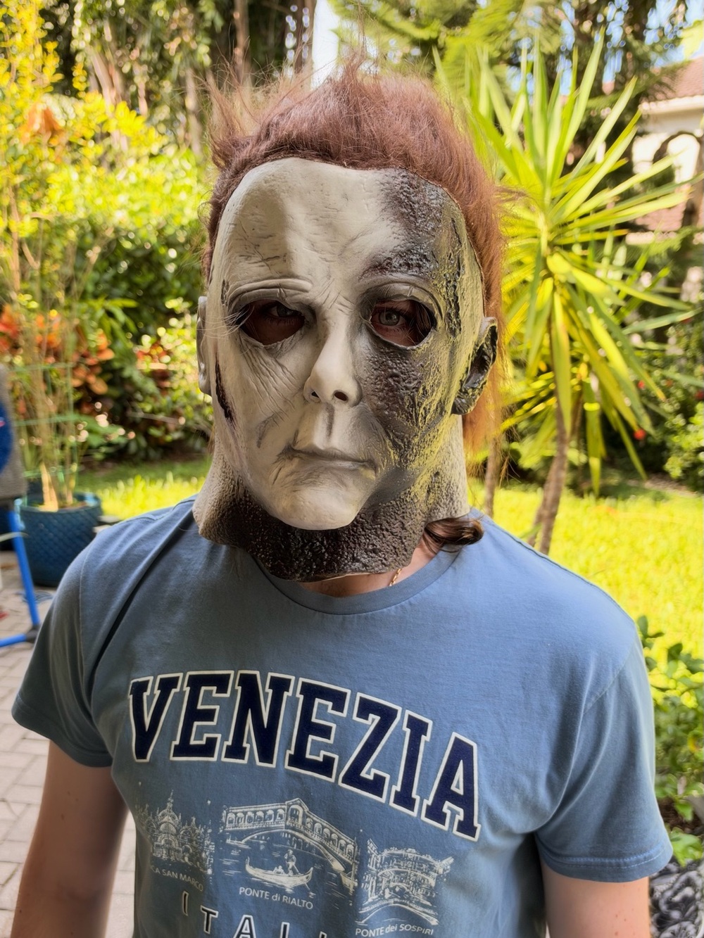 Michael Myers Halloween Burned Full Head Mask Brown Hair Horror Costume Cosplay